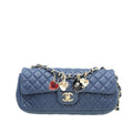 Chanel Blue East West Valentine Charms Flap Bag