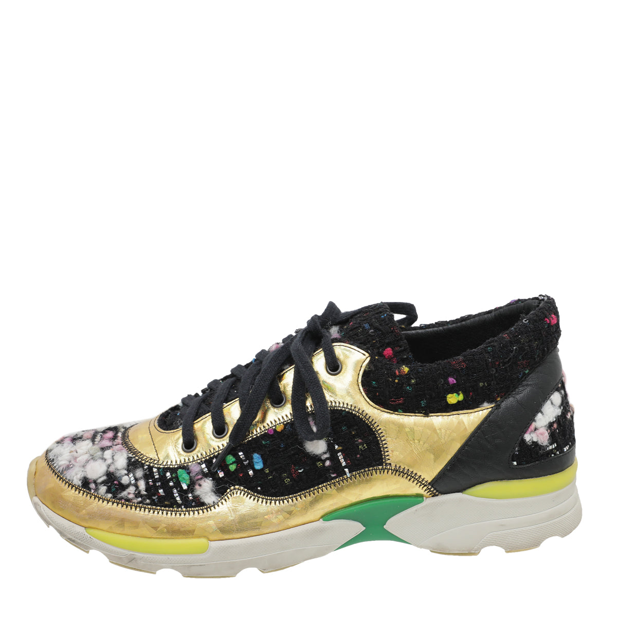 Chanel Multicolor Holographic Tweed Runway Sneakers 38.5