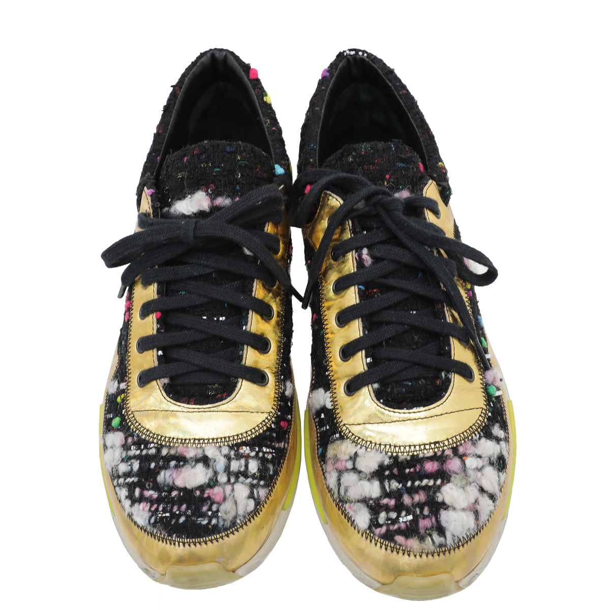 Chanel Multicolor Holographic Tweed Runway Sneakers 38.5