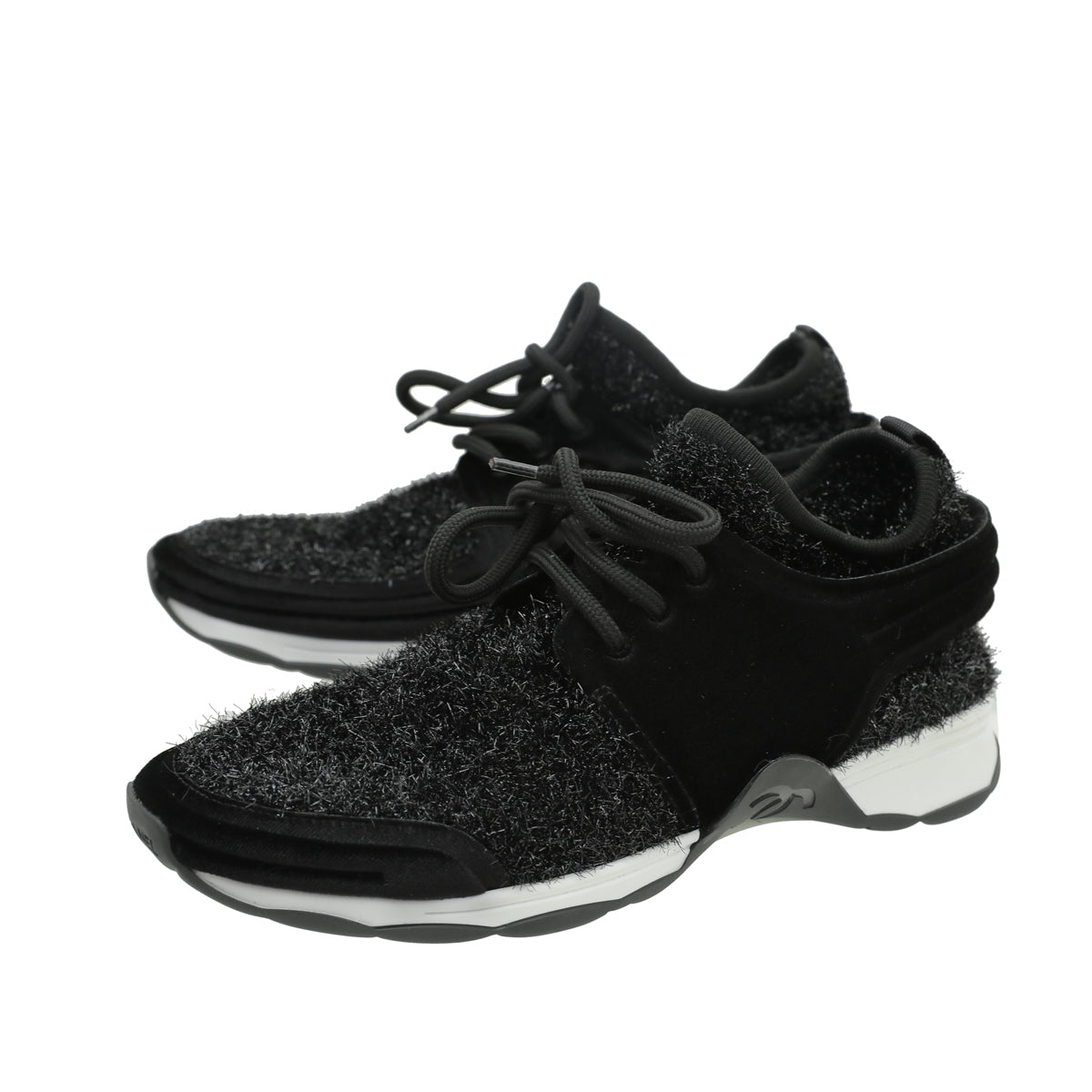 Chanel Black Knit Sock Sparkle Weekend Trainer Sneaker 38