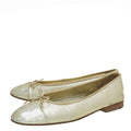 Chanel Metallic Gold Glittered Cap Toe Ballerina Flats 39