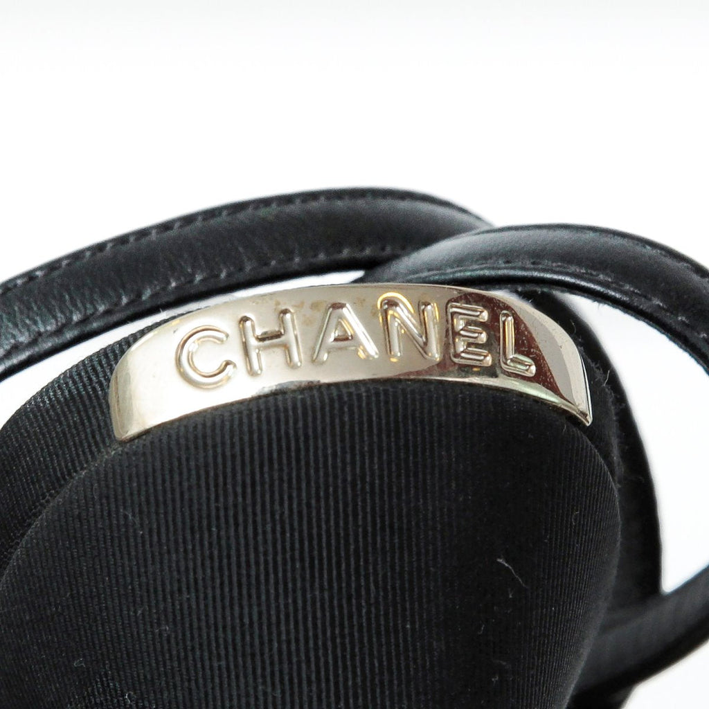 Chanel Black Pointed Cross Sandals 37
