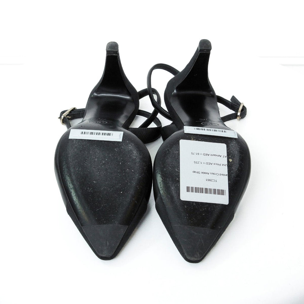Chanel Black Pointed Cross Sandals 37