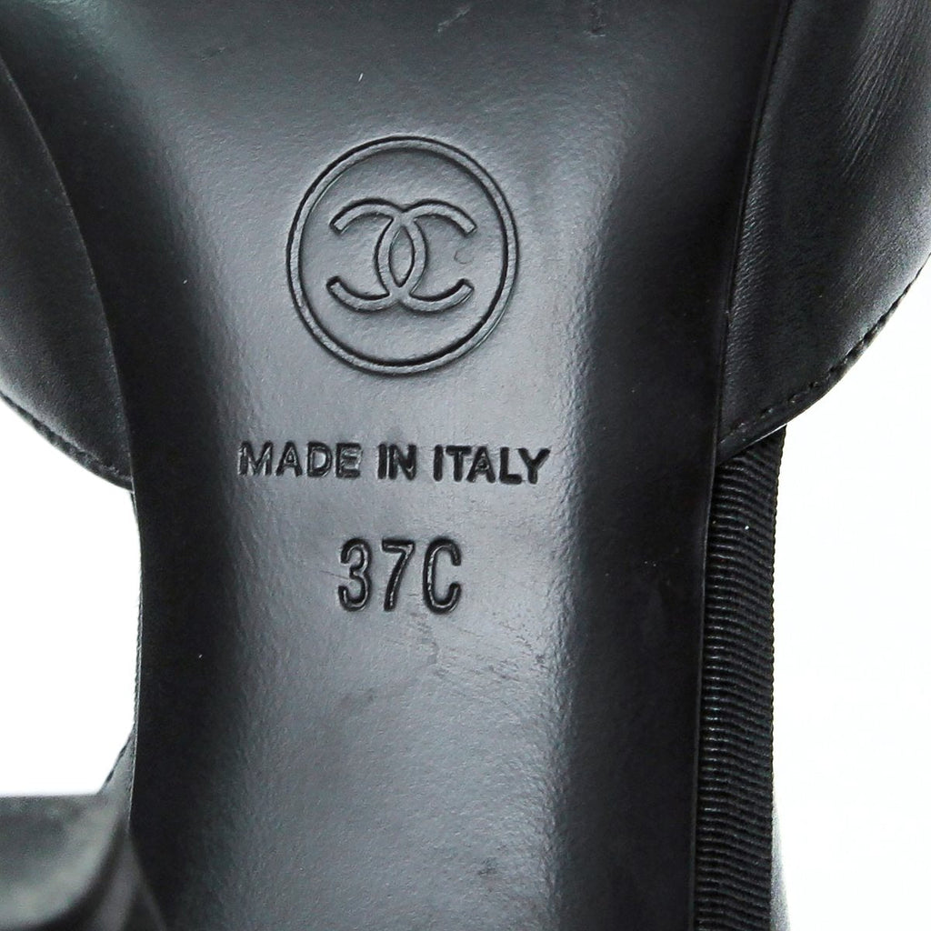 Chanel Black Pointed Cross Sandals 37
