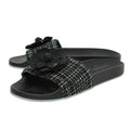 Chanel Black Tweed Grosgrain Camellia Mules 42