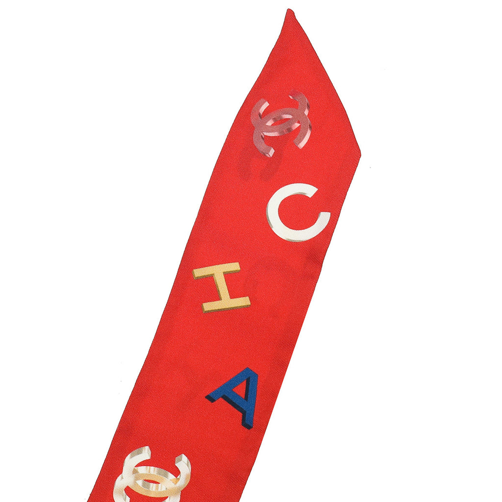 Chanel Multicolor Silk 3D Letters Twilly Circus Colors Italy Scarf/Wrap