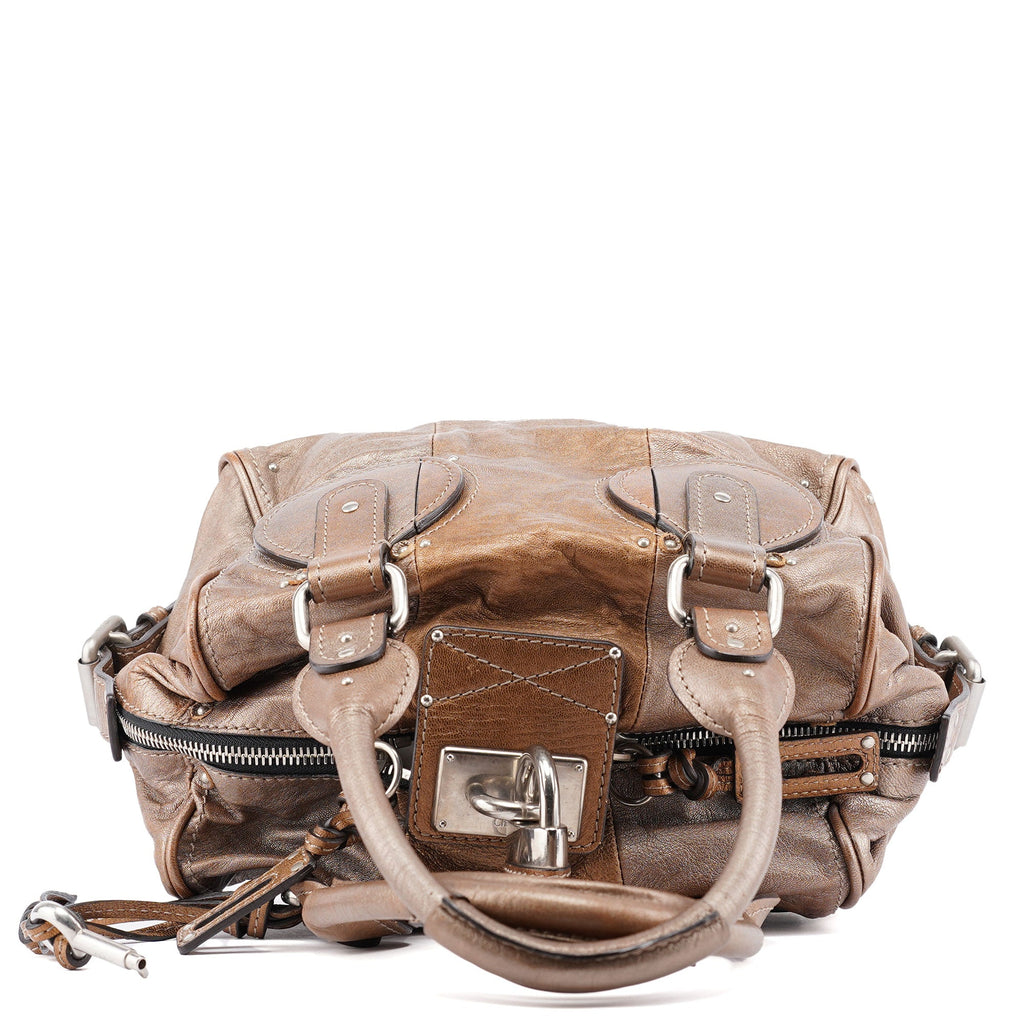 2-Tone Brown Lambskin Paddington Shoulder Bag