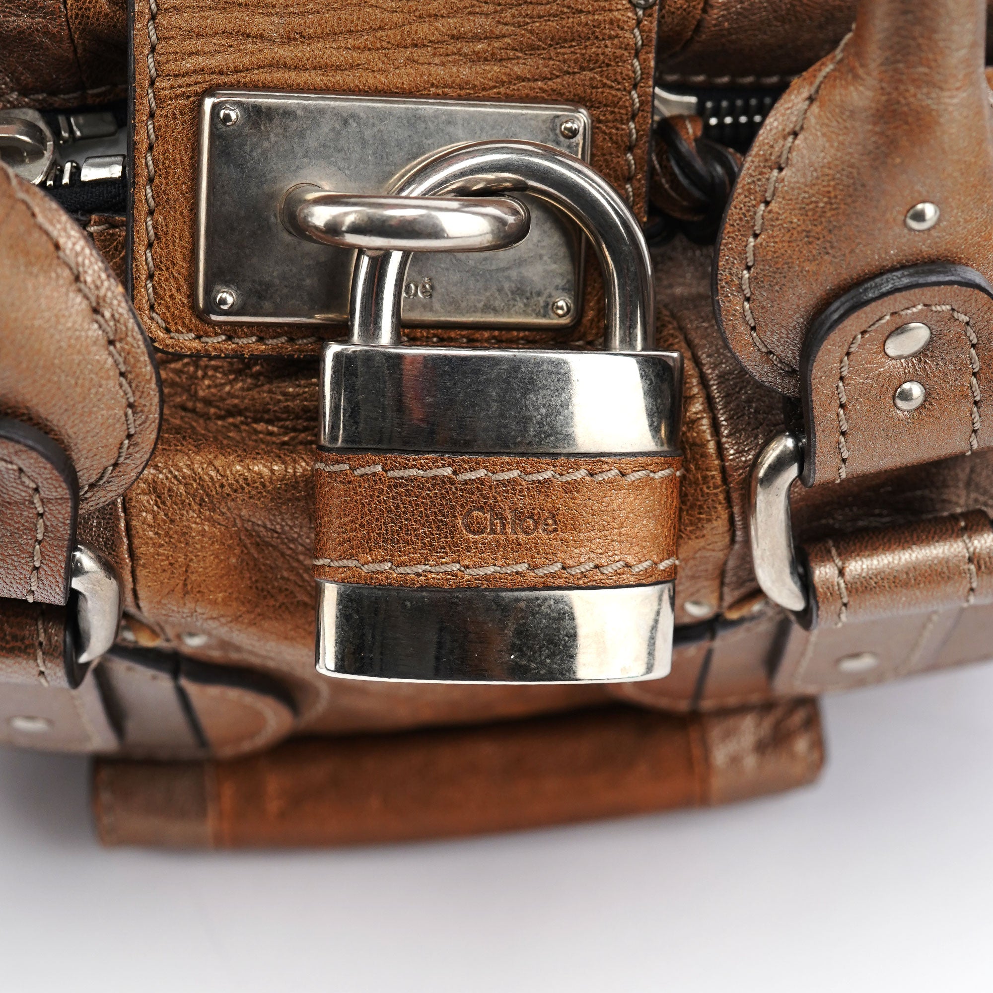 2-Tone Brown Lambskin Paddington Shoulder Bag