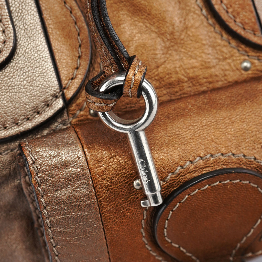 2-Tone Brown Lambskin Paddington Shoulder Bag
