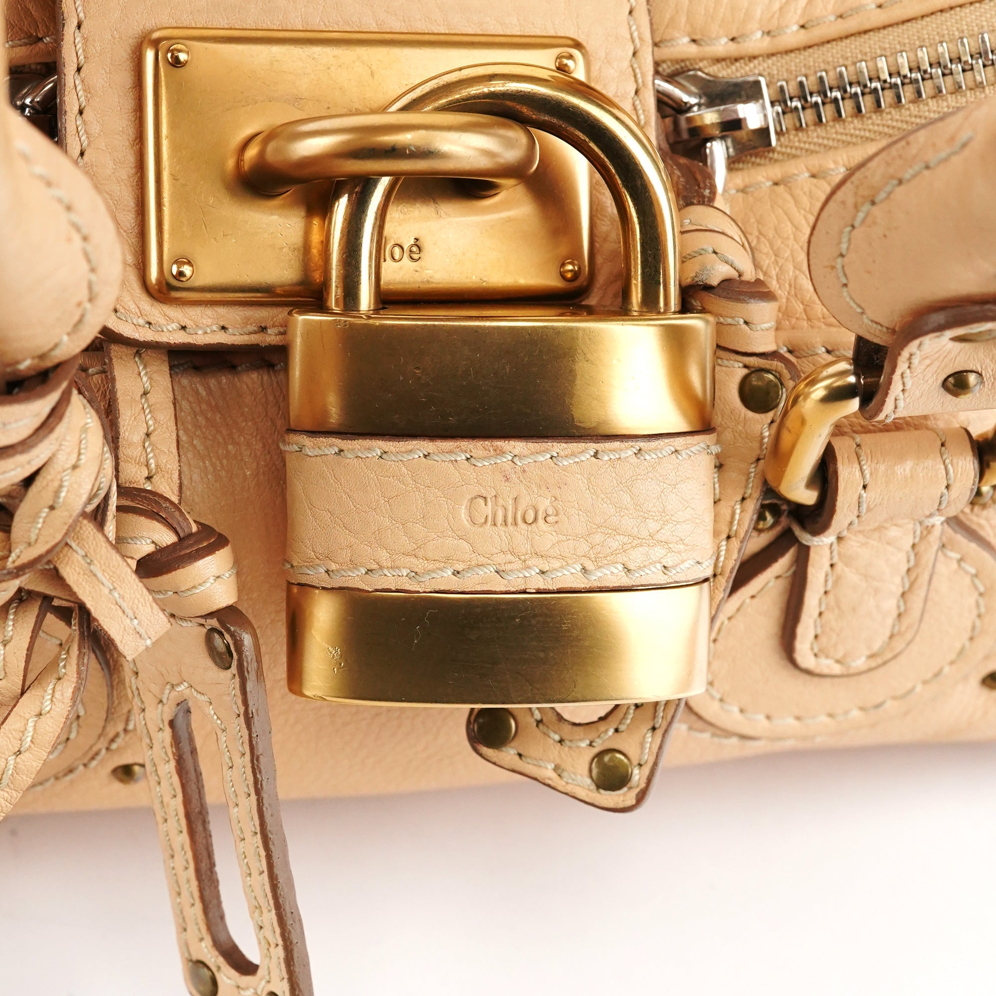 Beige Leather Small Paddington Shoulder Bag