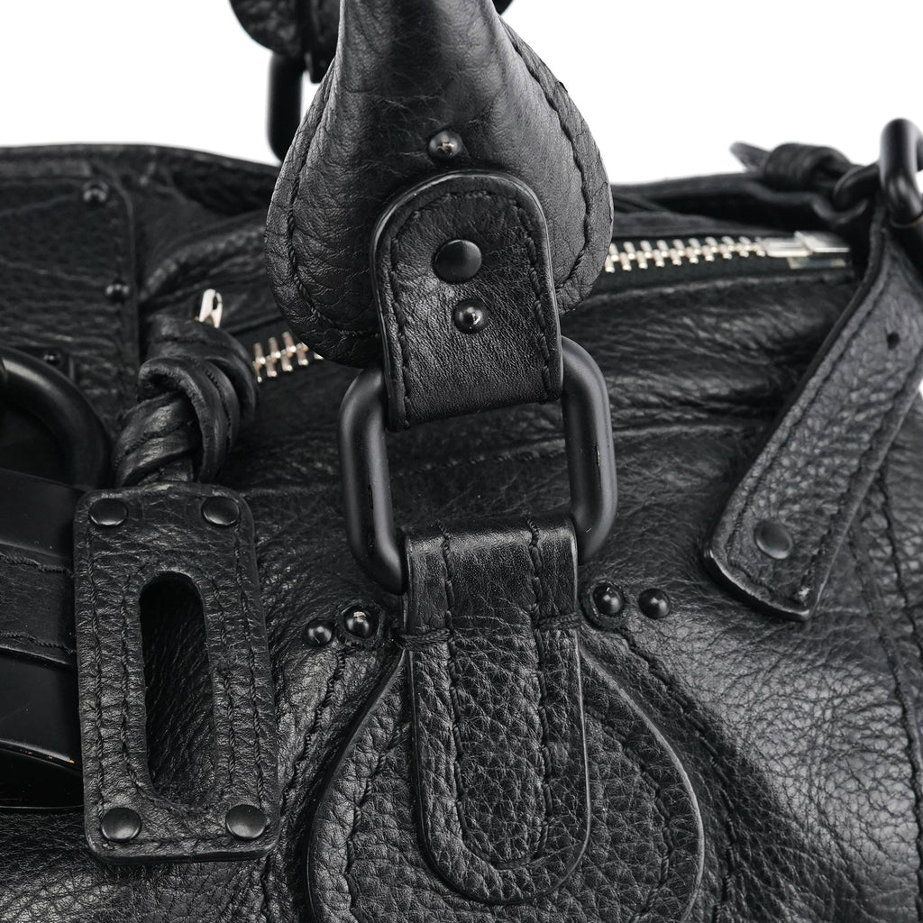 All Black Leather Paddington Shoulder Bag