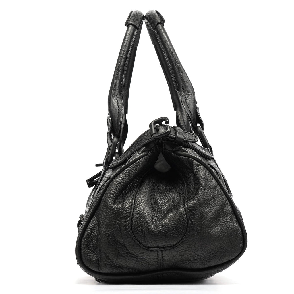 All Black Leather Paddington Shoulder Bag