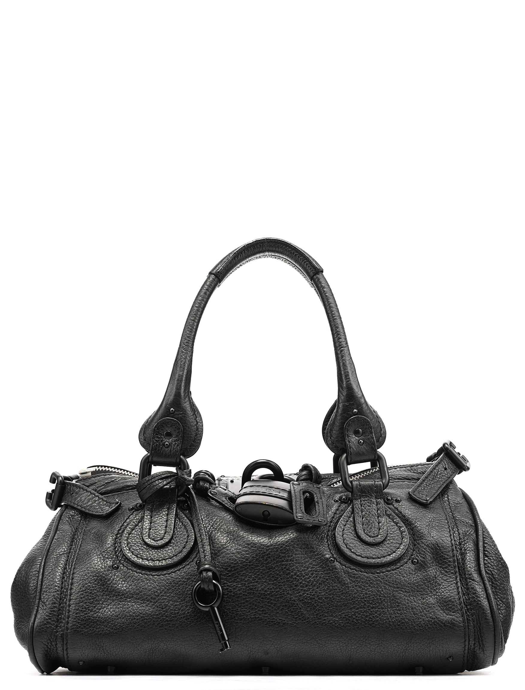 All Black Leather Paddington Shoulder Bag