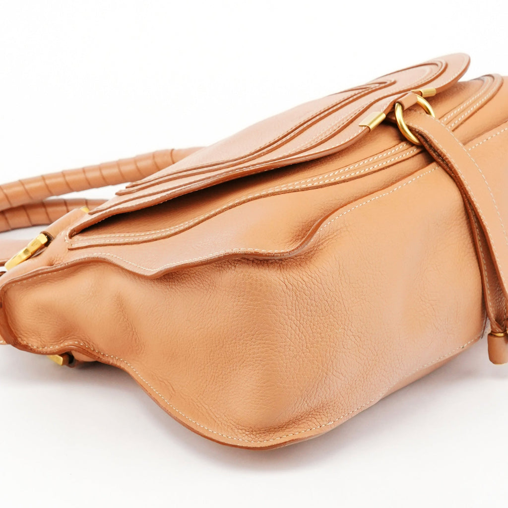 Apricot Beige Leather Marcie 2-Way Bag