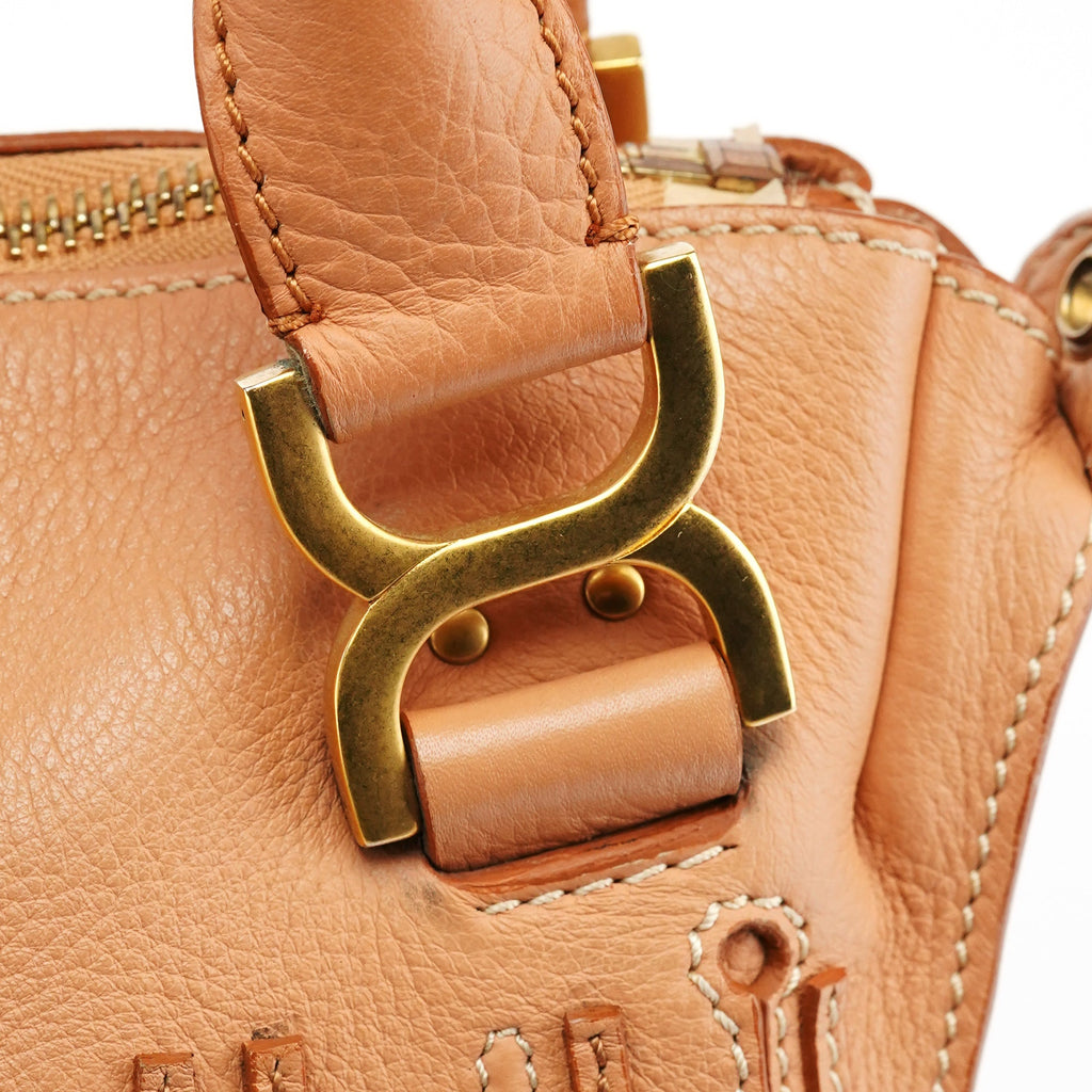 Apricot Beige Leather Marcie 2-Way Bag