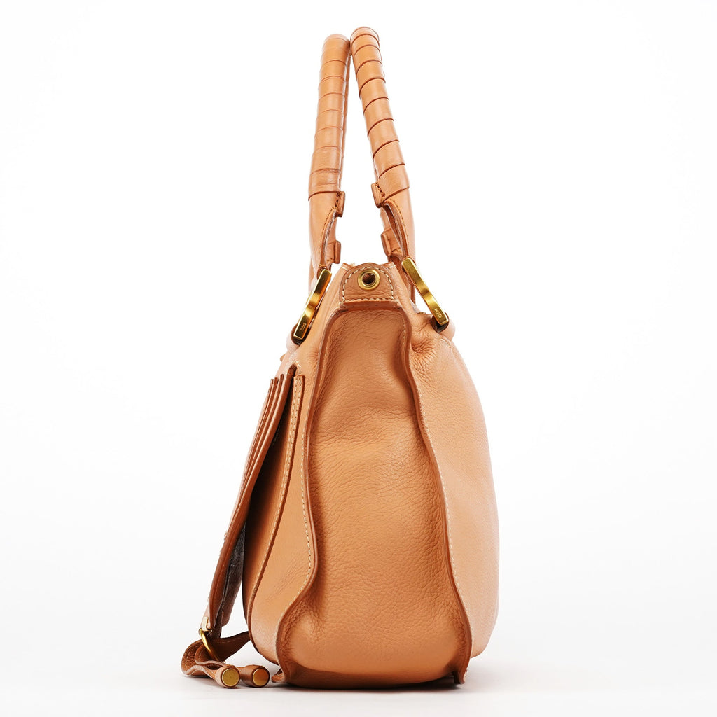 Apricot Beige Leather Marcie 2-Way Bag