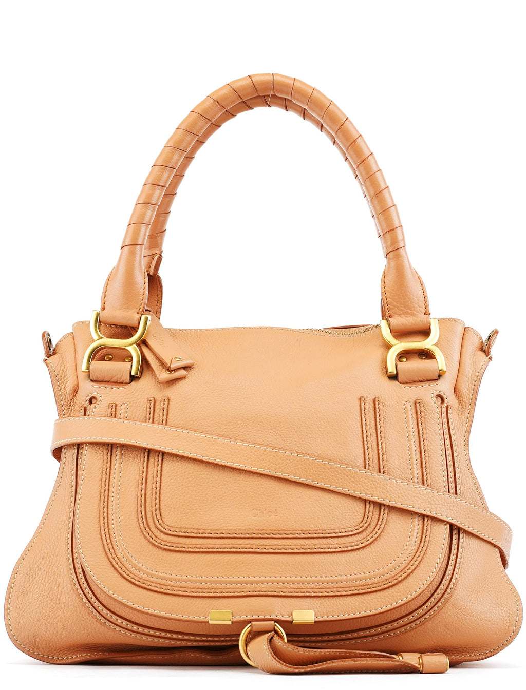 Apricot Beige Leather Marcie 2-Way Bag