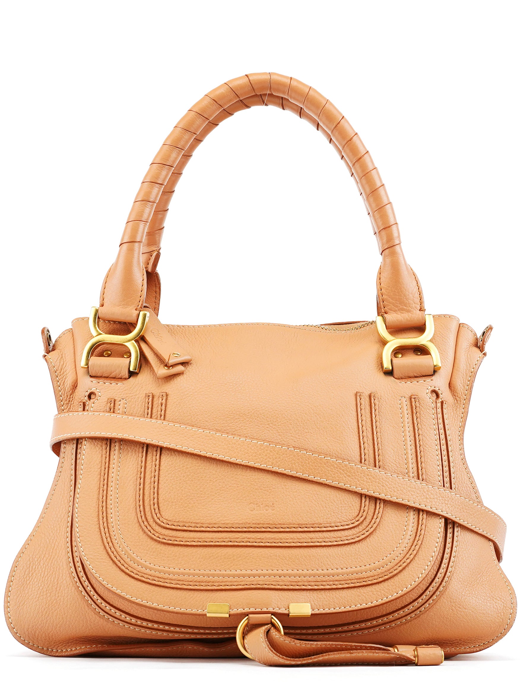 Apricot Beige Leather Marcie 2-Way Bag