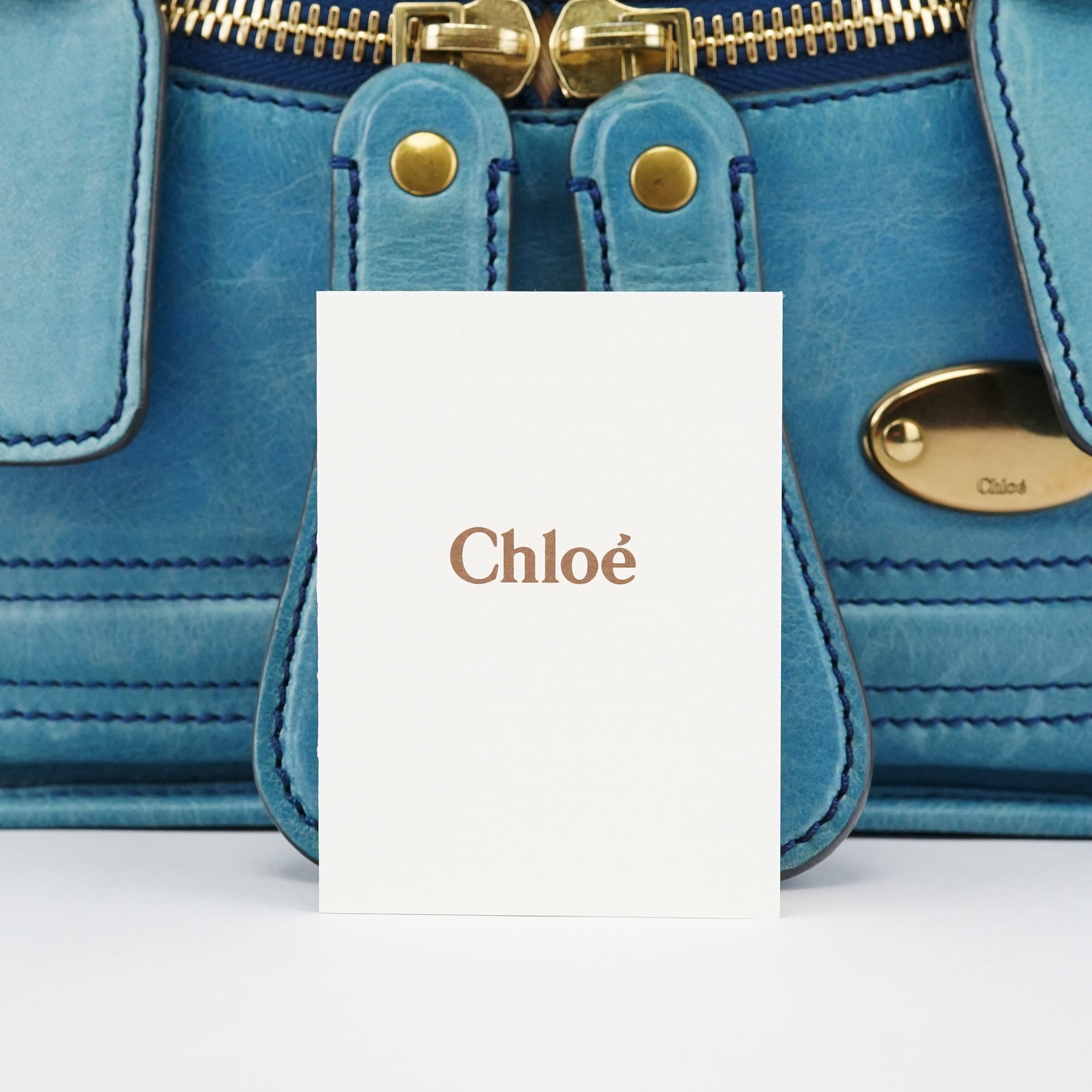 Baby Blue Leather Bay 2-Way Bag