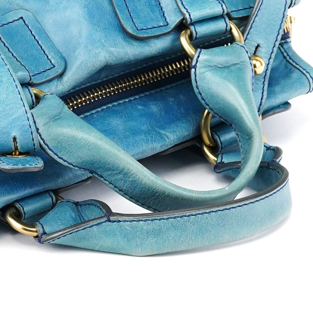 Baby Blue Leather Bay 2-Way Bag