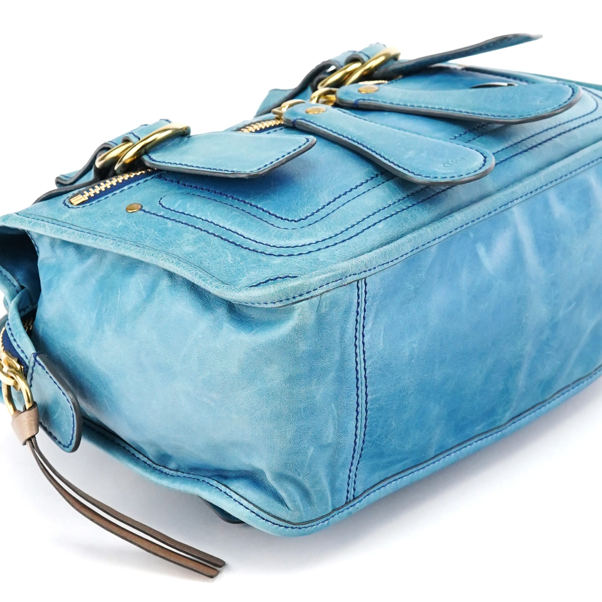 Baby Blue Leather Bay 2-Way Bag