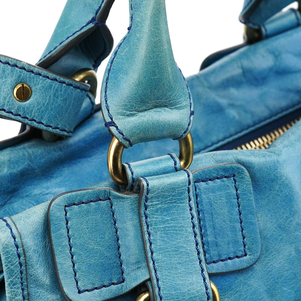 Baby Blue Leather Bay 2-Way Bag