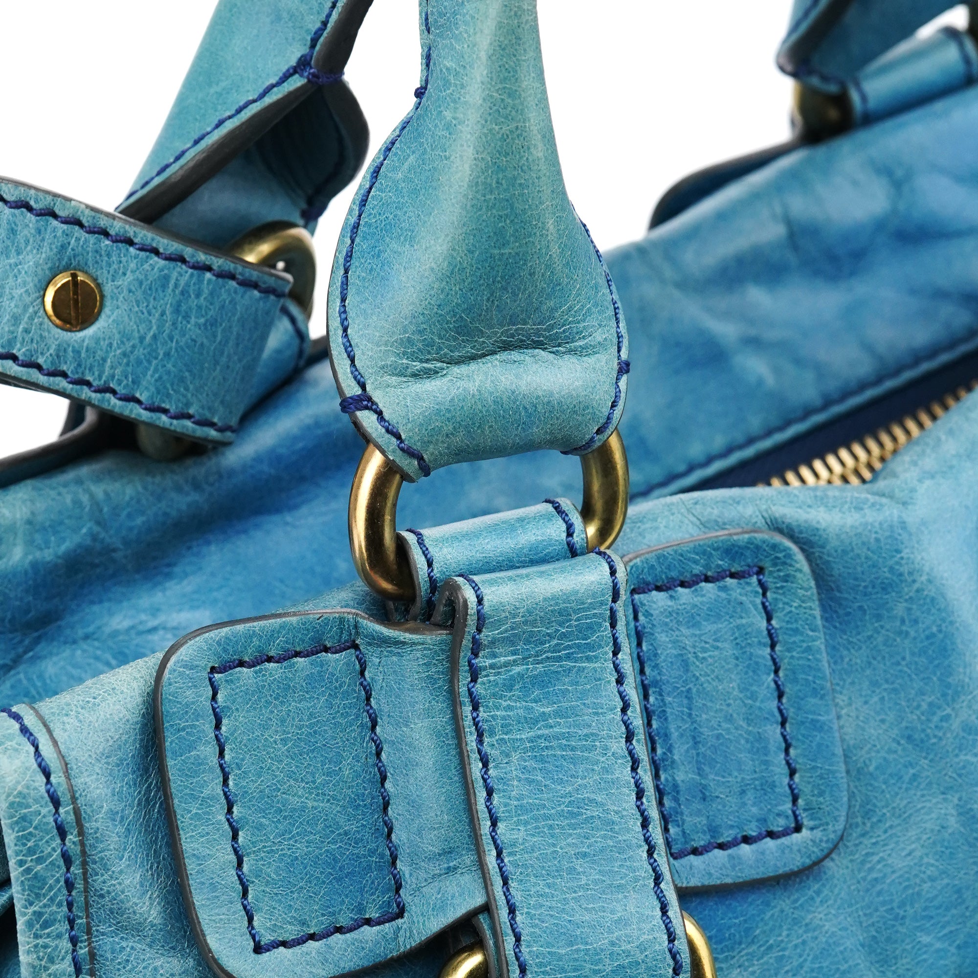 Baby Blue Leather Bay 2-Way Bag