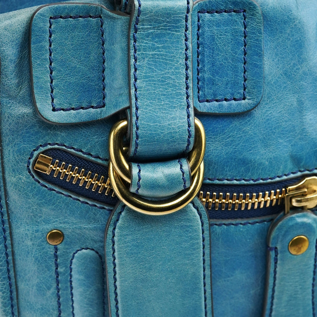 Baby Blue Leather Bay 2-Way Bag