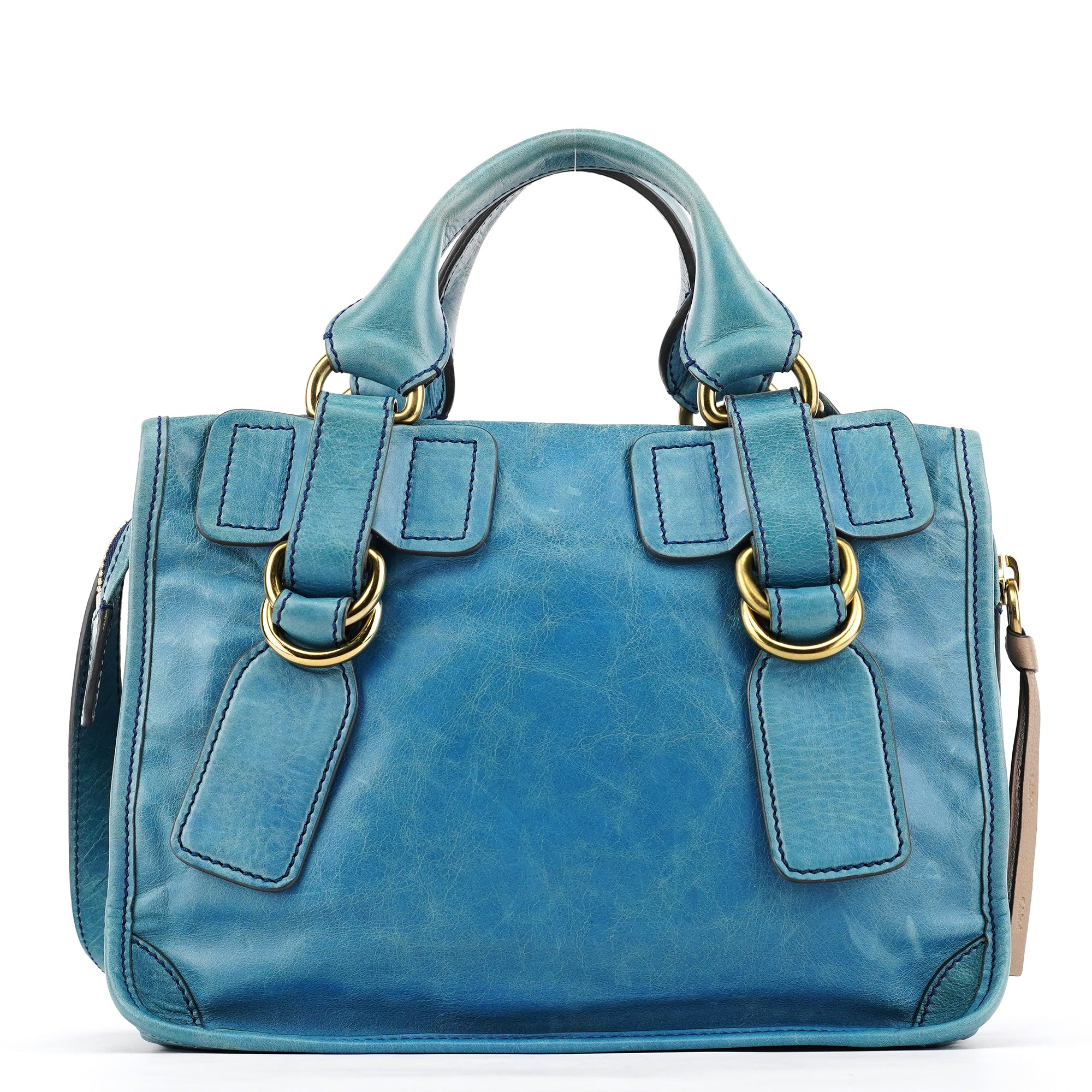 Baby Blue Leather Bay 2-Way Bag