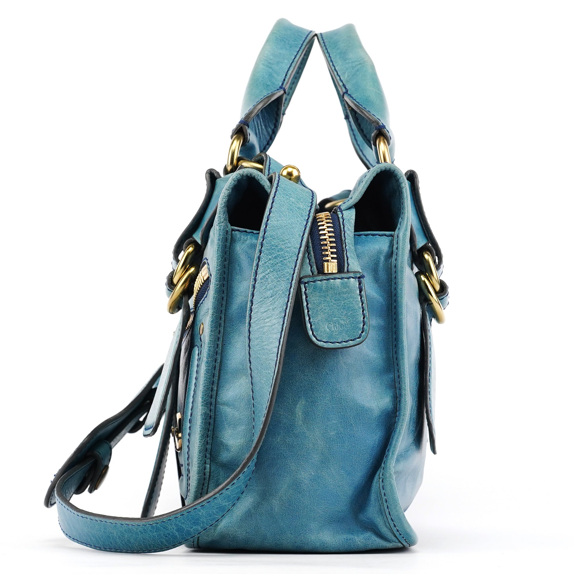 Baby Blue Leather Bay 2-Way Bag