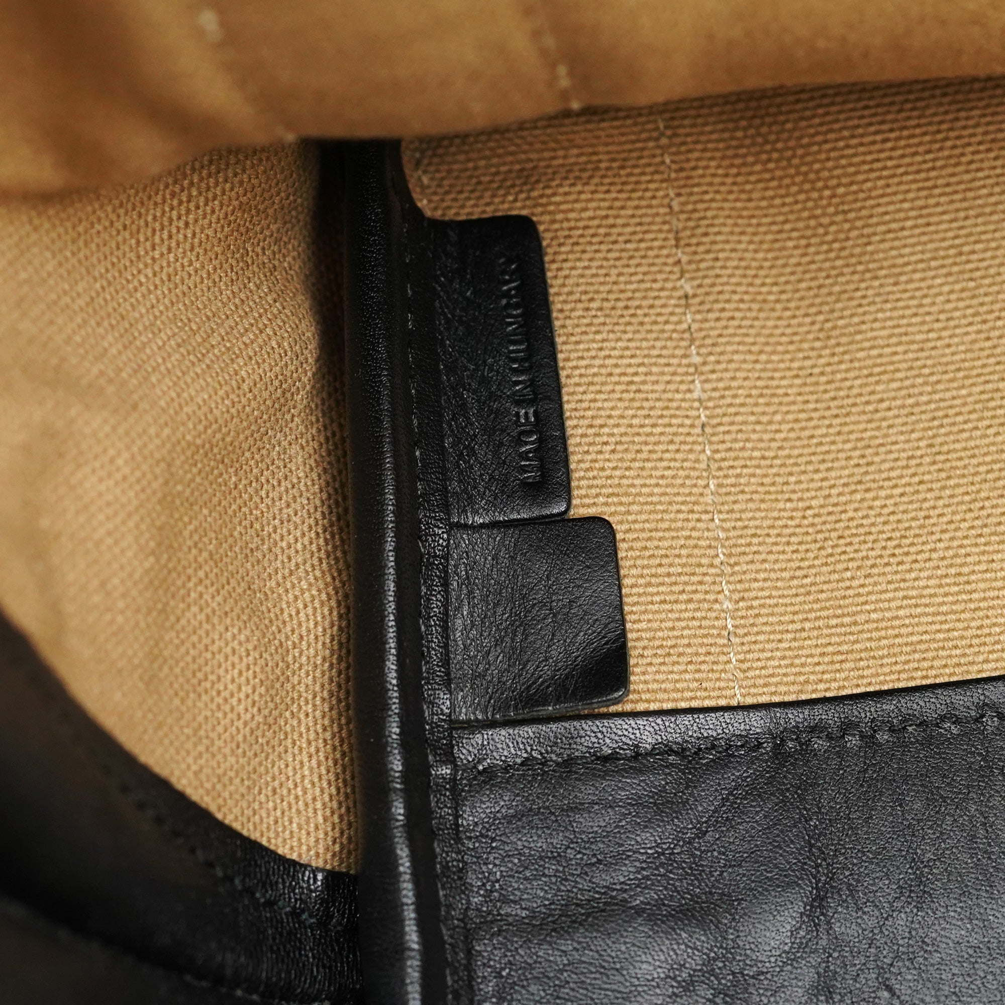 Beige Black Leather Allison Tote Bag