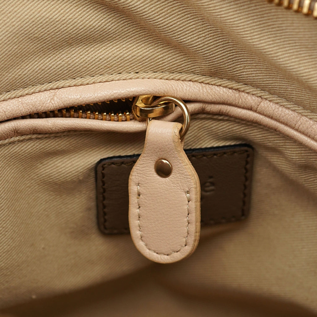 Beige Black Leather Paraty 2-Way Shoulder Bag