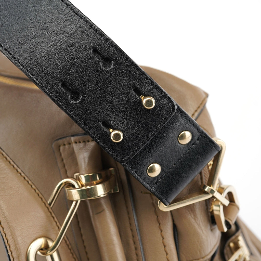 Beige Black Leather Paraty 2-Way Shoulder Bag