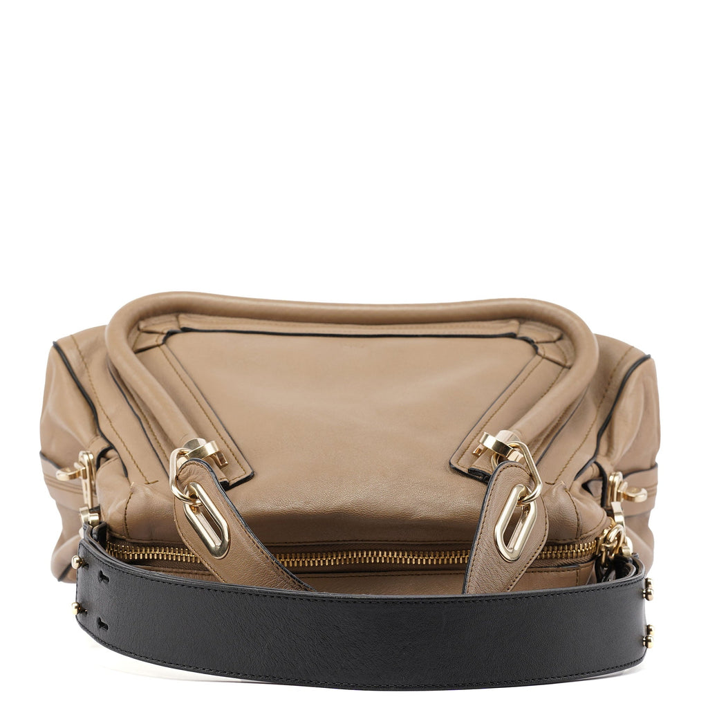 Beige Black Leather Paraty 2-Way Shoulder Bag