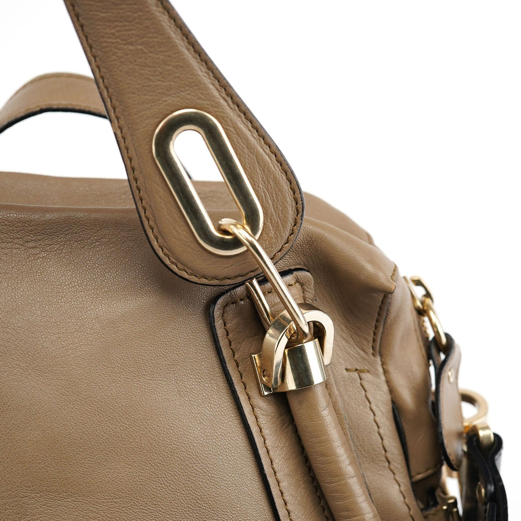 Beige Black Leather Paraty 2-Way Shoulder Bag