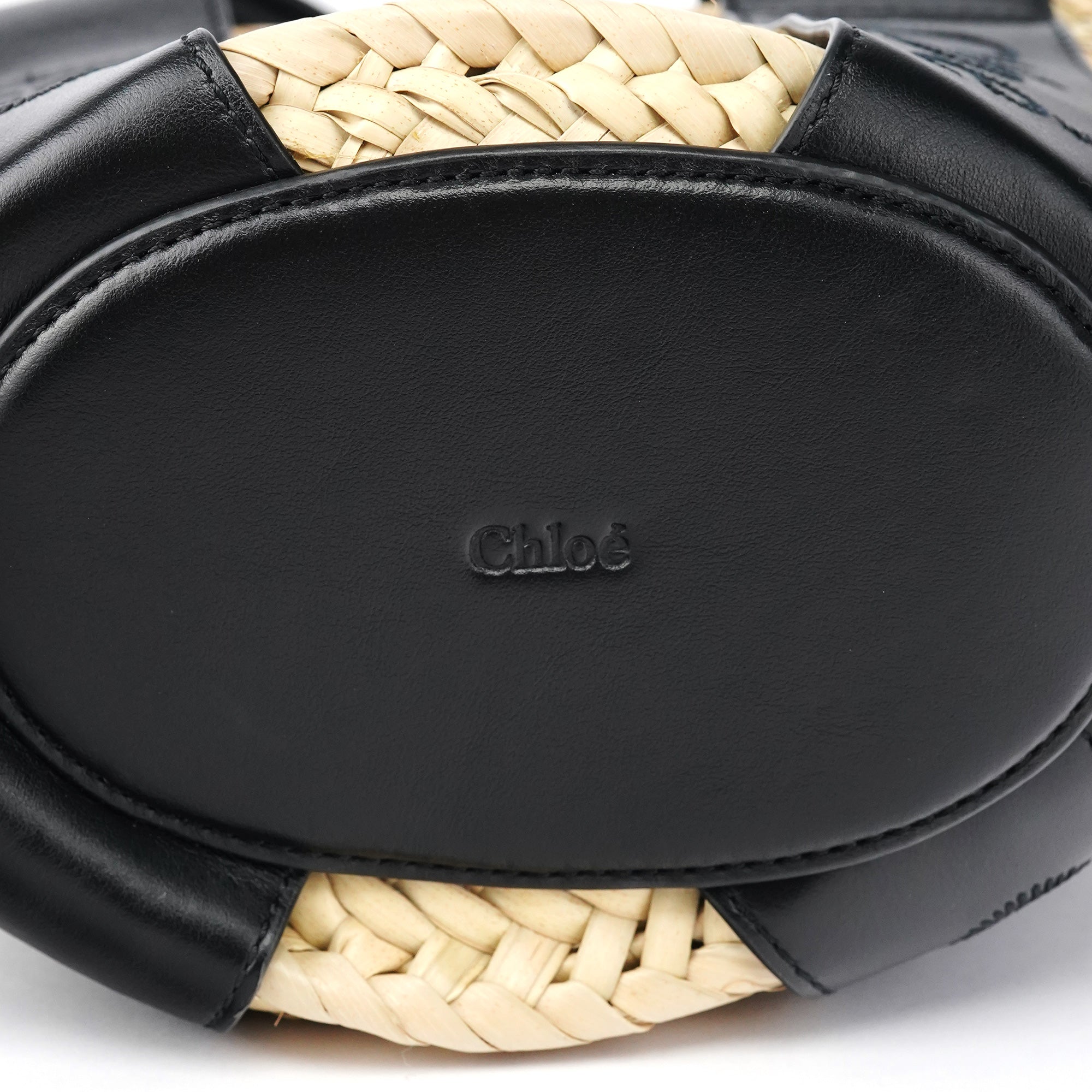 Beige Black Raffia 2-Way Basket Bag
