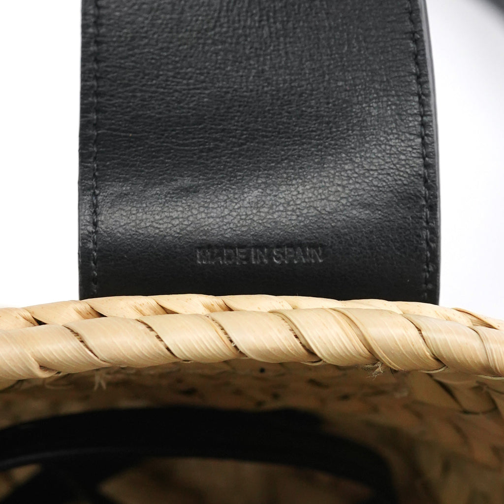 Beige Black Raffia 2-Way Basket Bag