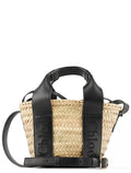 Beige Black Raffia 2-Way Basket Bag