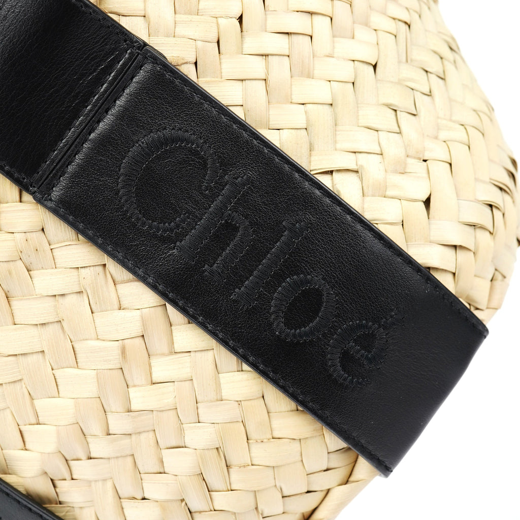 Beige Black Raffia Calfskin Bag