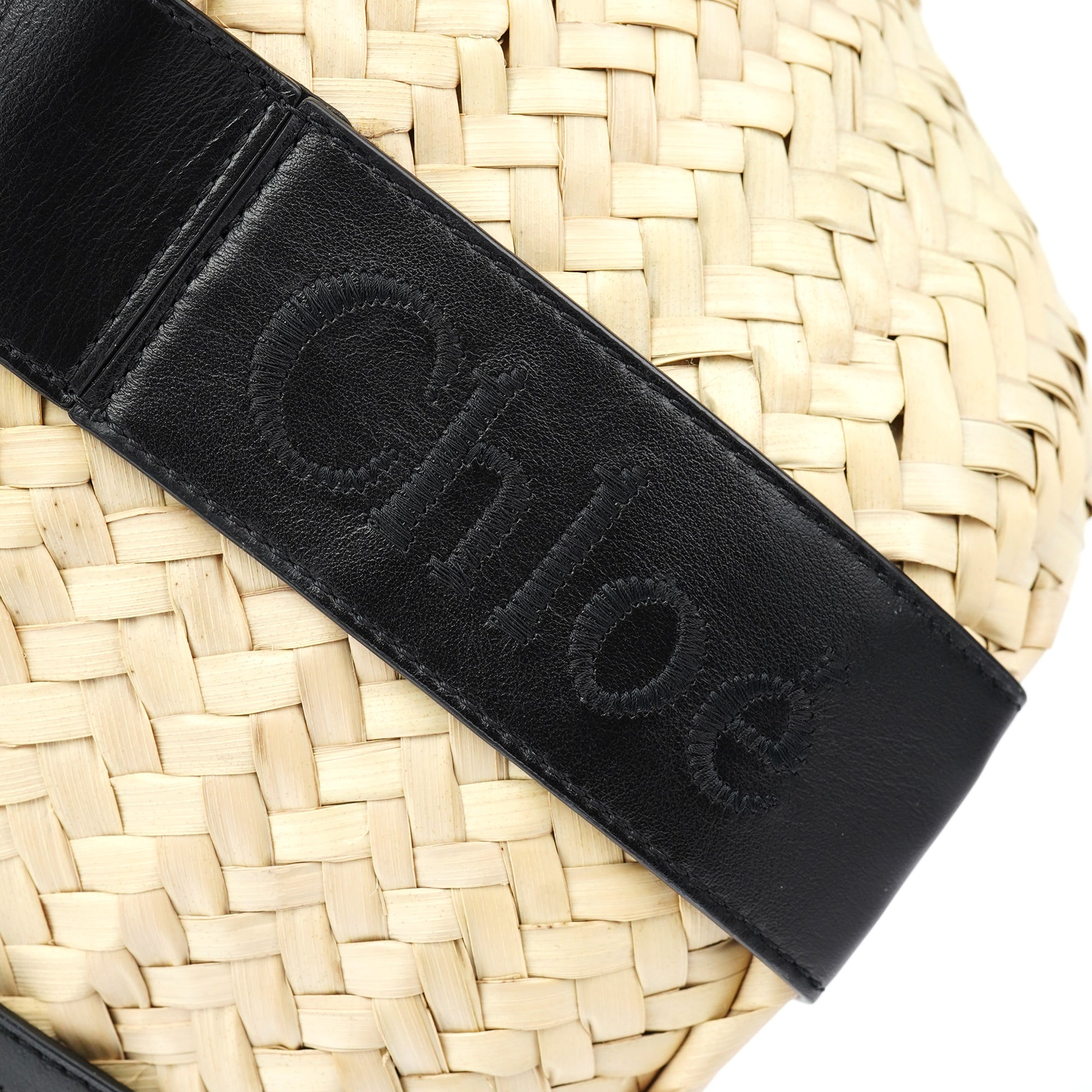 Beige Black Raffia Calfskin Bag