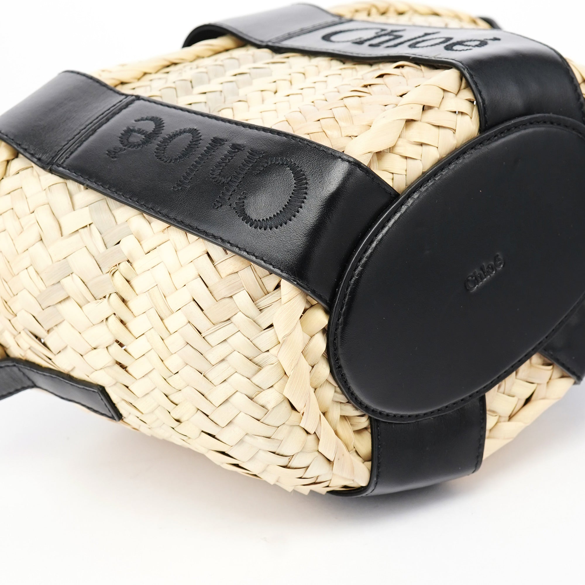 Beige Black Raffia Calfskin Bag