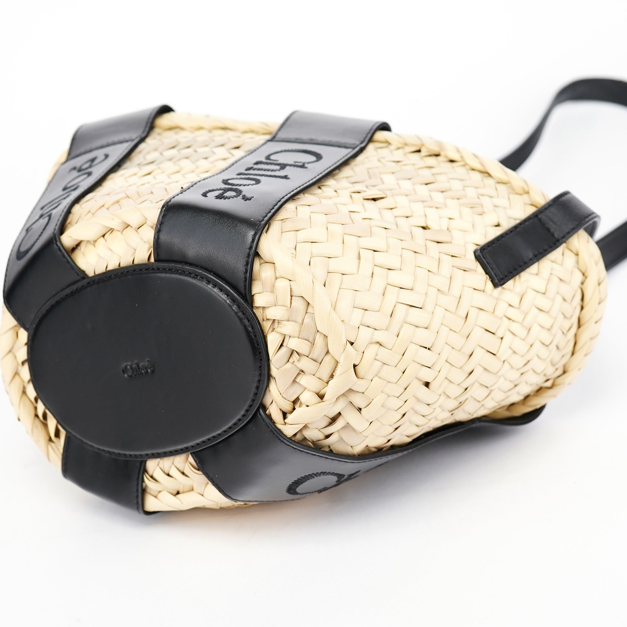 Beige Black Raffia Calfskin Bag