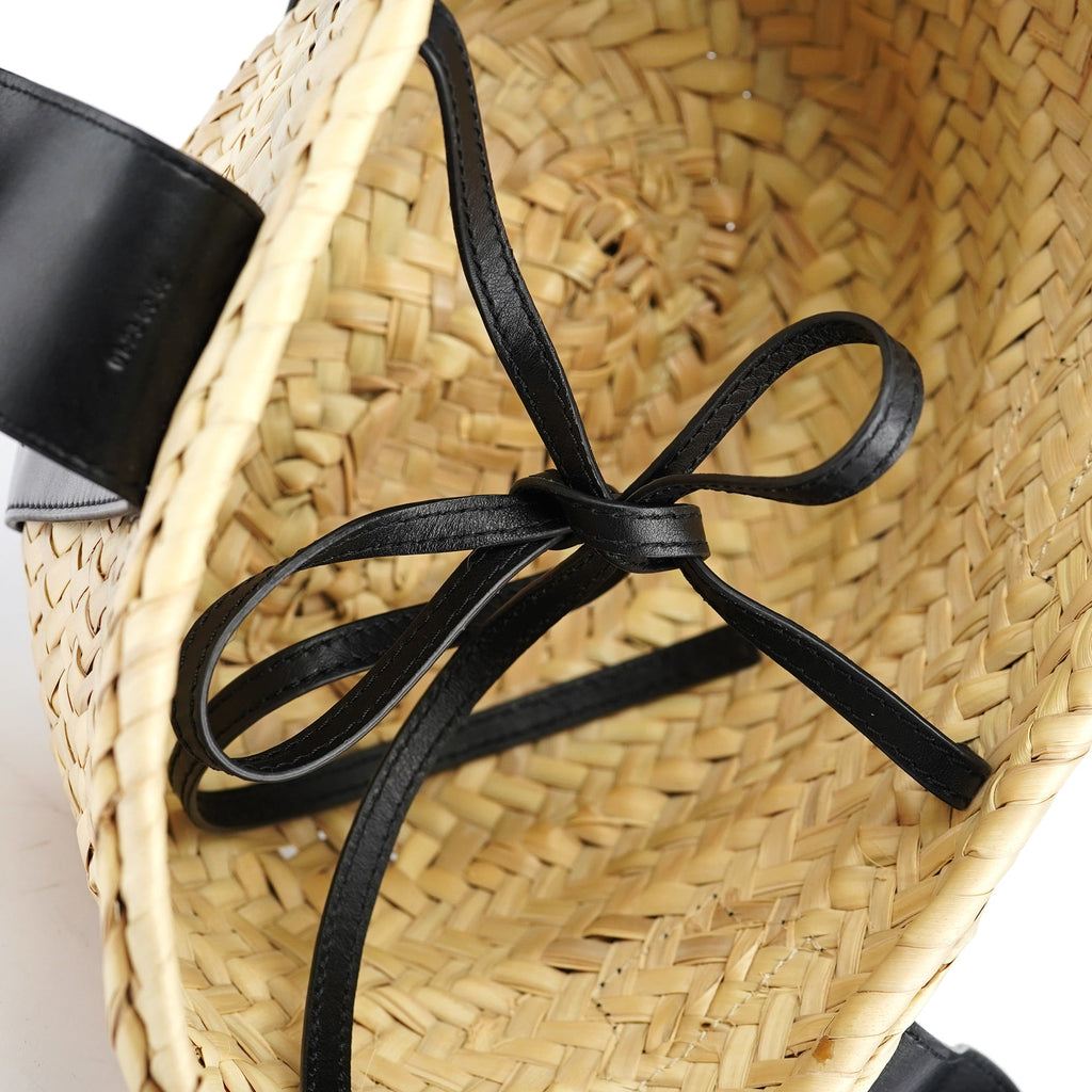 Beige Black Raffia Calfskin Bag