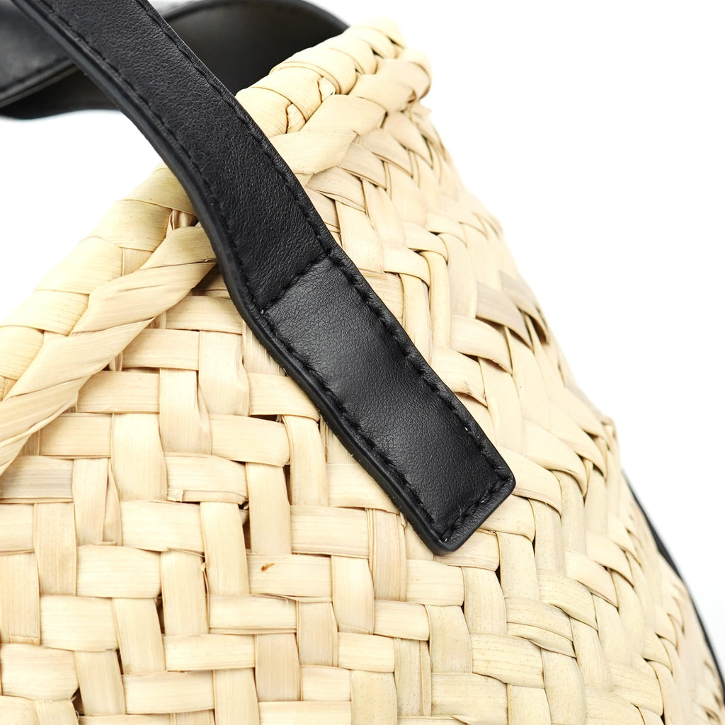 Beige Black Raffia Calfskin Bag