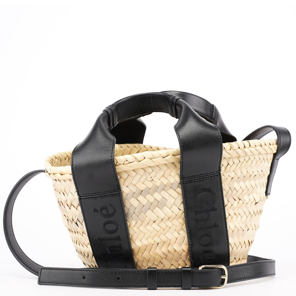 Beige Black Raffia Calfskin Bag