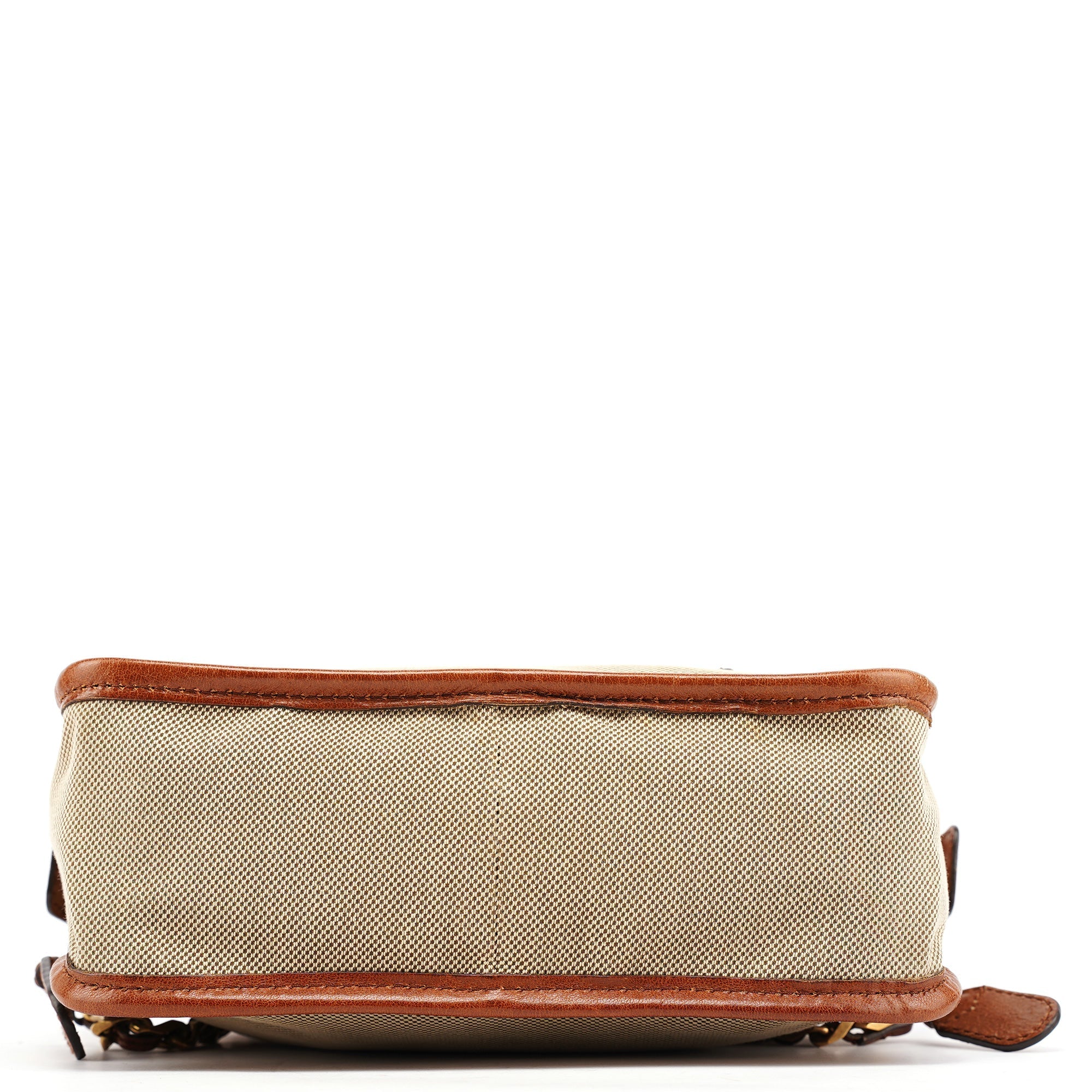Beige Brown Canvas 2-Way Tote Bag