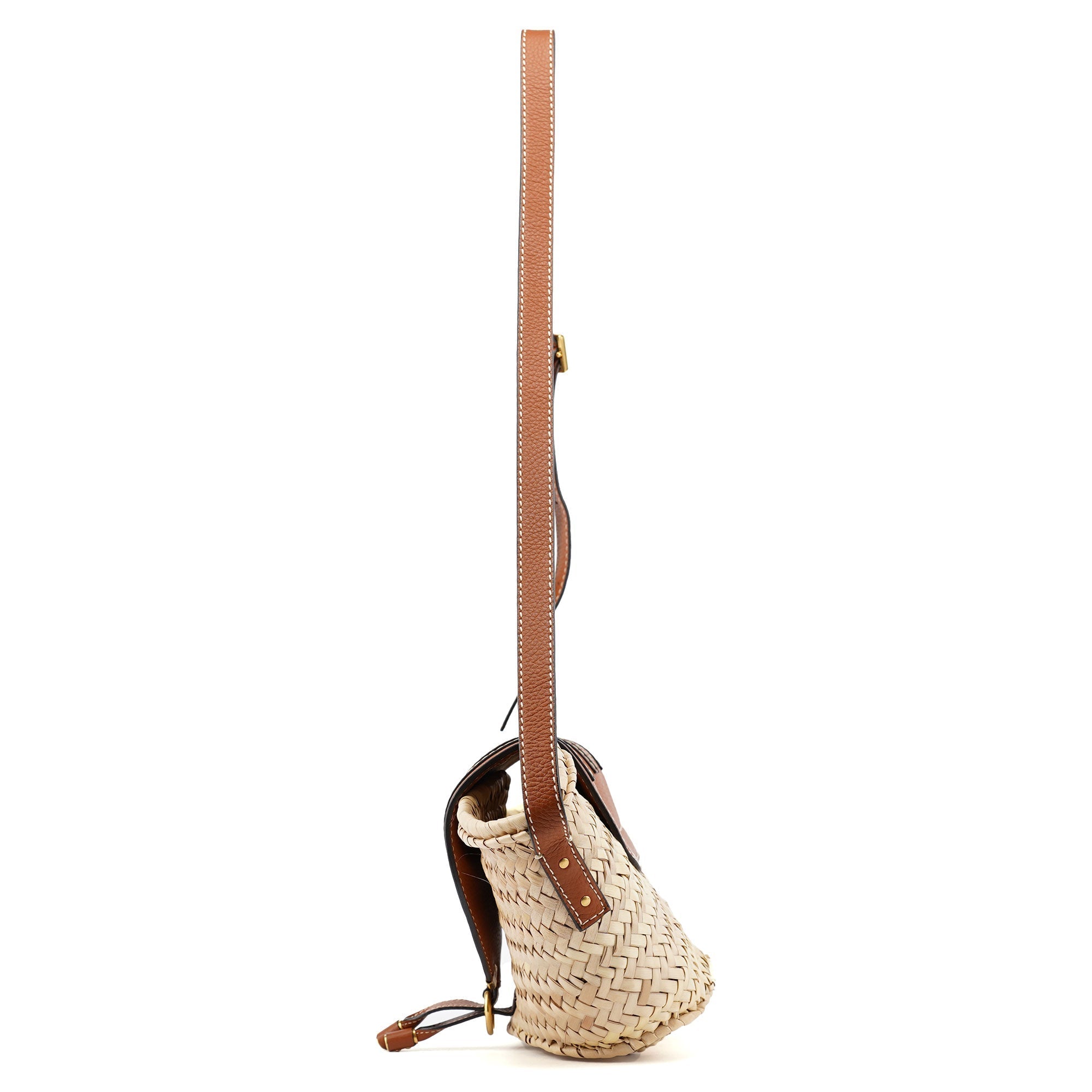 Beige Brown Marcie Basket Crossbody Bag