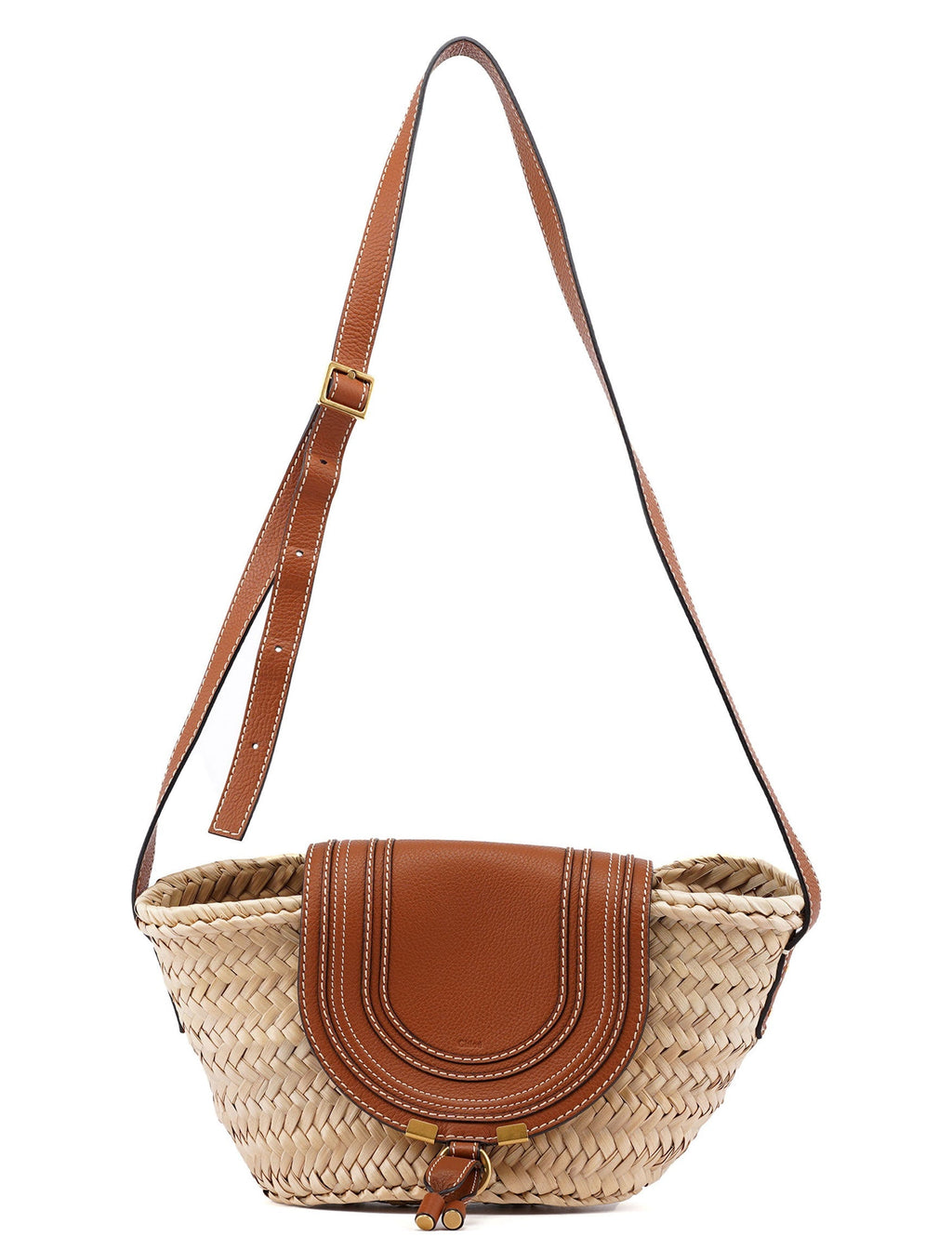 Beige Brown Marcie Basket Crossbody Bag