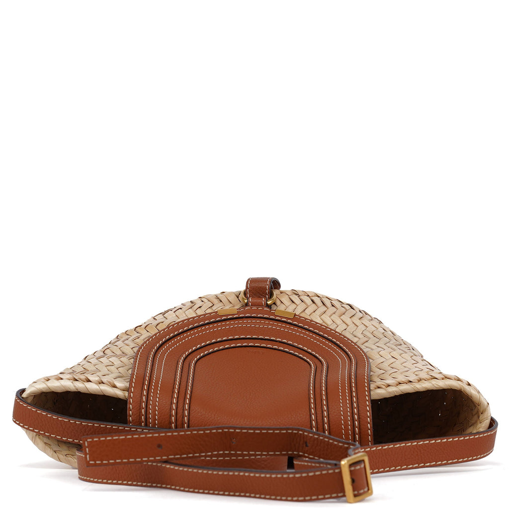 Beige Brown Marcie Basket Crossbody Bag