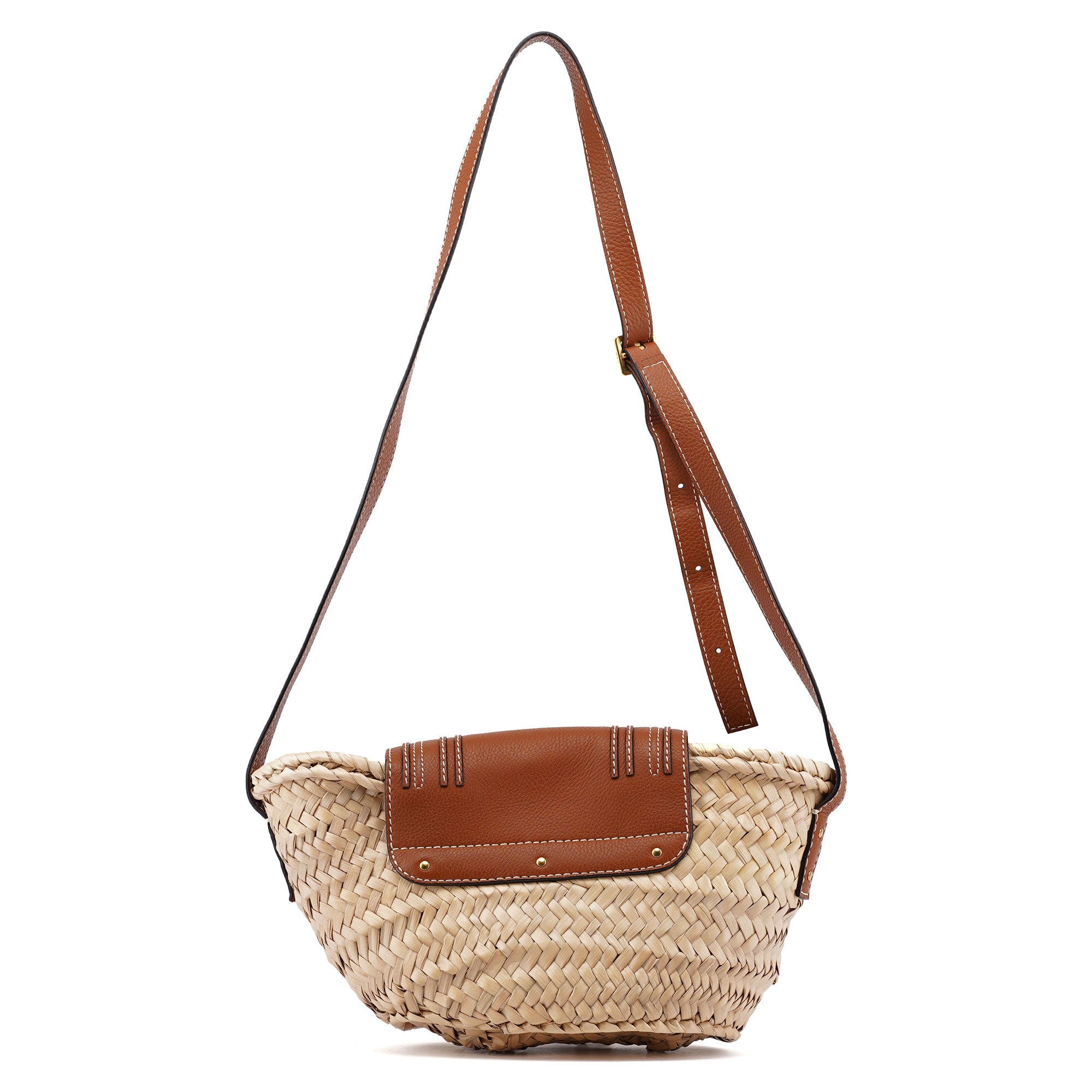 Beige Brown Marcie Basket Crossbody Bag